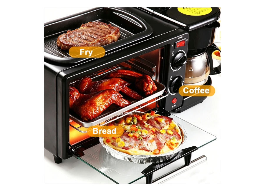 Máquina de desayuno multifuncional, cafetera de goteo mini, horno para pan y pizza, sartén, tostadora, 220V,…
