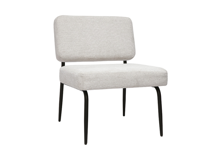 Miliboo Sillón de tela chenilla beige y metal negro VEDANA