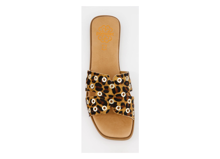 Porronet Sandalia plana de pelo y piel con tachuelas Porronet, 36