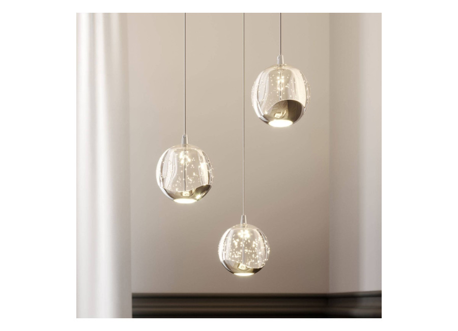 Lucande Lámpara colgante LED Hayley, Ø 25 cm, 3 luces, cromo, crista