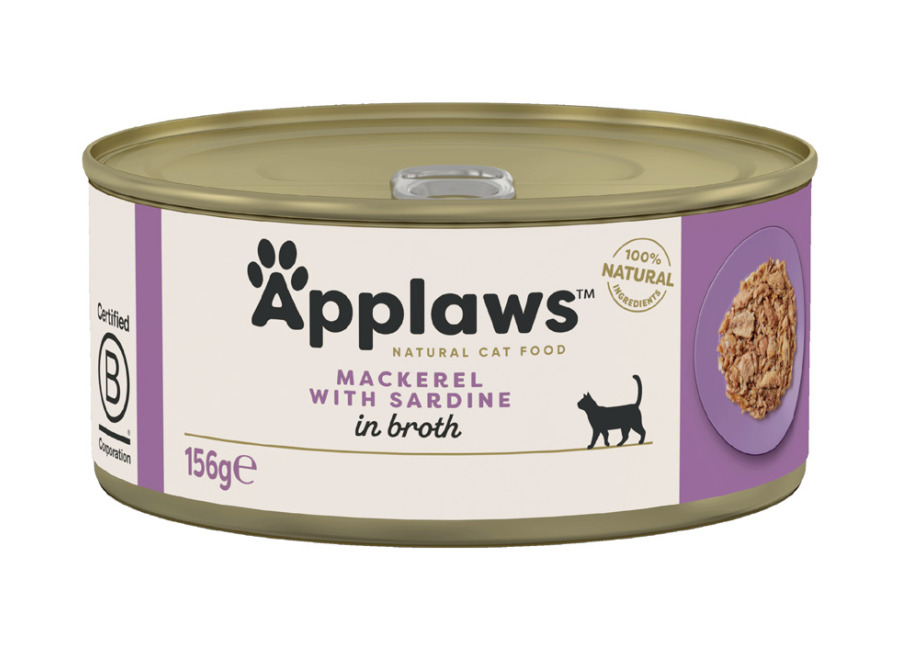 Applaws en caldo 24 x 156 g latas para gatos – Pack Ahorro – Caballa y sardina
