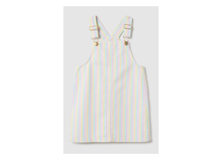 Ovs KIDS Peto Infantil De Algodón Puro A Rayas Multicolores Ajuste Regular, Niña, Blanco/rosa, Talla: 4-5