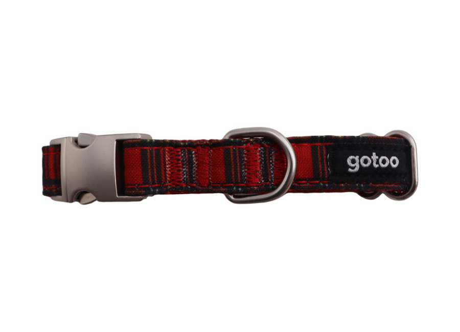 Gotoo Collar estampado tartán rojo para perro