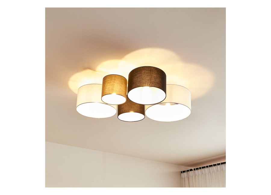 Lindby Lámpara de techo Lettie de Lindby, gris/negro/blanco, 5 luces, E27