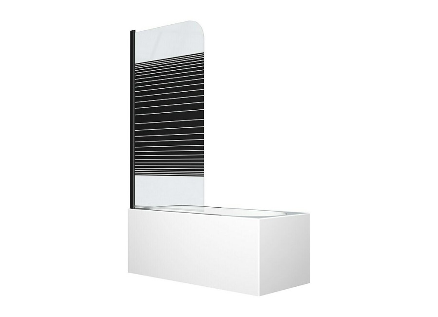 Aurlane Mampara para bañera Black Lines (An x Al: 75 x 140 cm, 1 ud., Negro)
