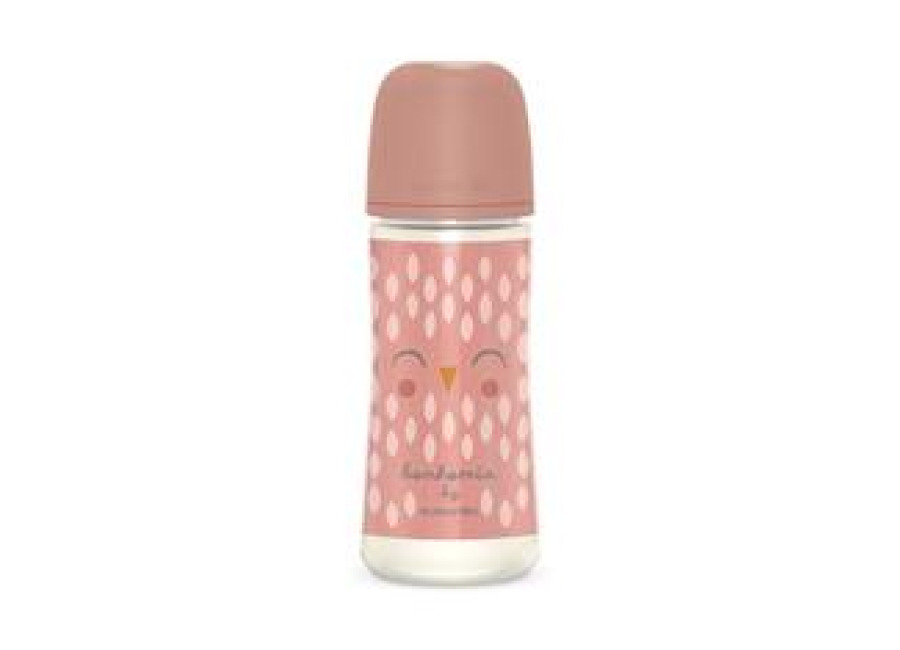 Suavinex Bonhomia biberón con tetina sx pro +6 meses 360ml pluma rosa