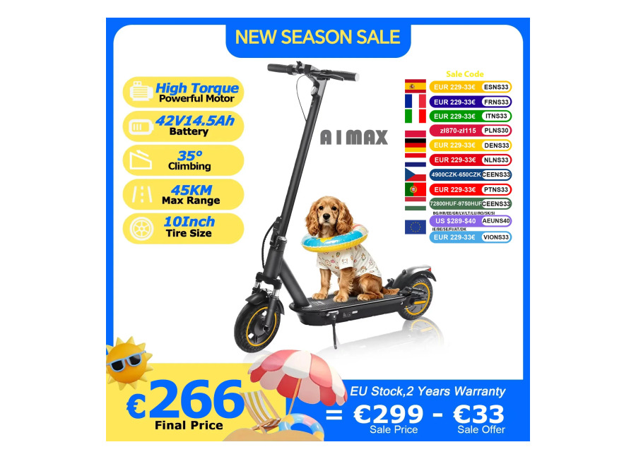 Scooter Eléctrico JUICEASE TX01, Motor Potente, Alta Velocidad 45KM, Largo Alcance, 42V14.5AH, Neumático de 10 Pulgadas,…