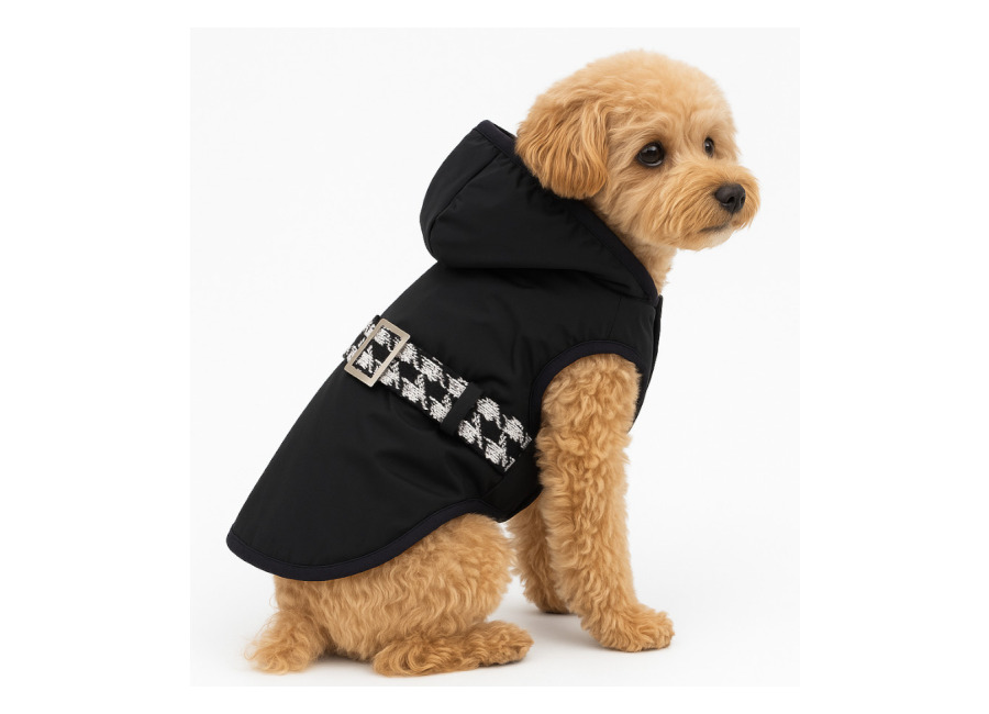 Outech Abrigo Negro con Cinturon para perro
