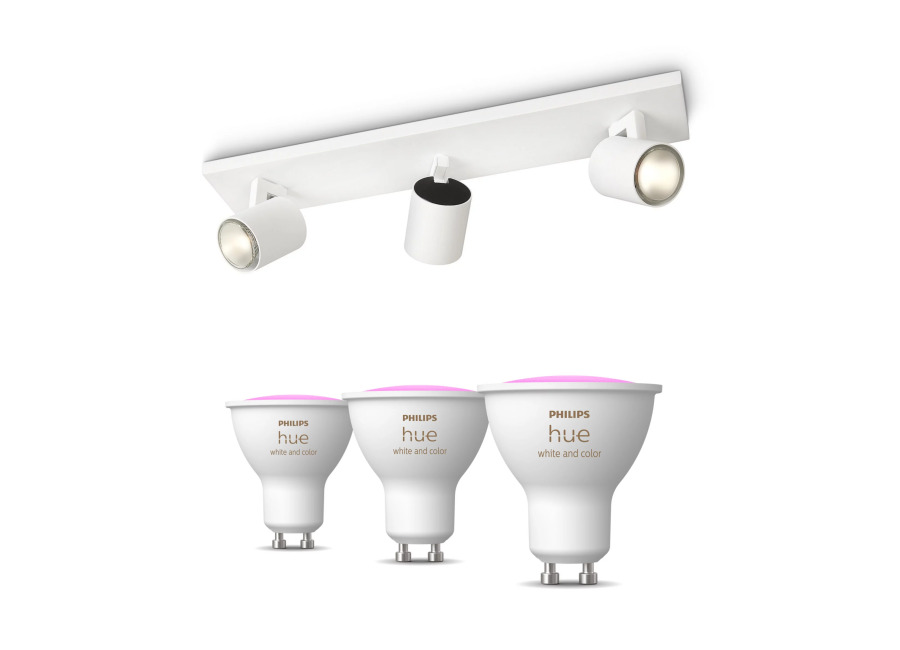 Philips Hue Philips Pack: X3 Focos Philips Runner (blanco) + 3 Bombillas Hue Gu10 Rgb