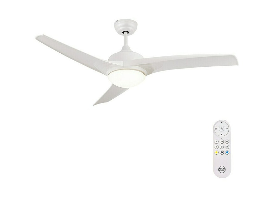 Arte confort Ventilador de techo Cascais (Blanco, 132 cm, 30 W, Blanco cálido) + Garantía BAUHAUS 5 años para equipos eléctricos y motorizado