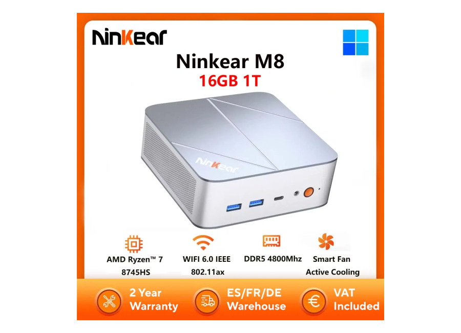 Mini PC Ninkear M8 con AMD Ryzen ™ Mini Computadoras 7 8745HS, 16GB DDR5, 1TB SSD,…