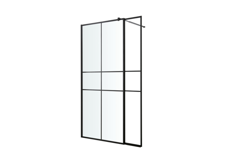 cooke_lewis Mampara de ducha con panel izza negro 90 cm y 30 c