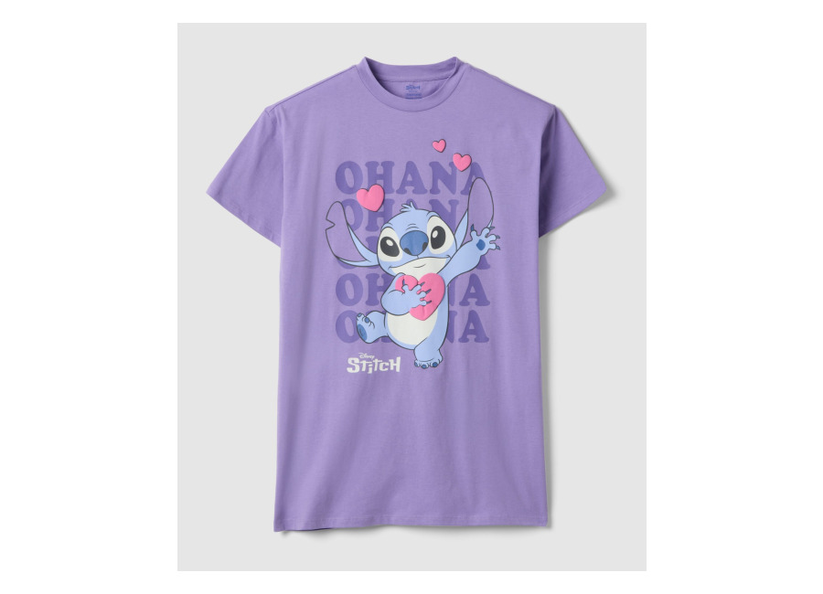 Disney Camisón Morado De Algodón Puro Para Niñas, Ajuste Regular Con Stitch, Niña, Lavanda, Talla: 10-11