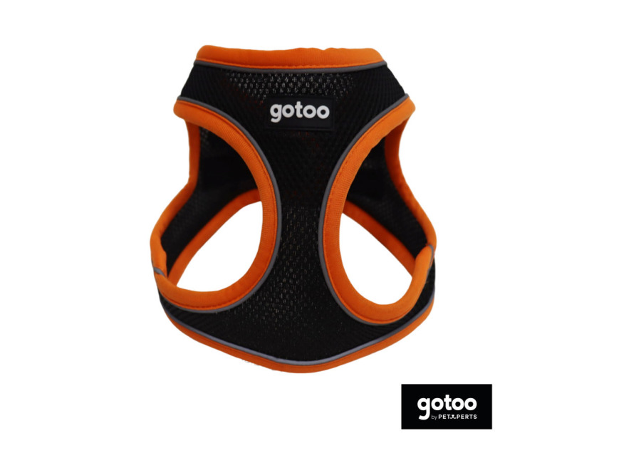 Gotoo Arnés ajustable de malla naranja/negro para perro