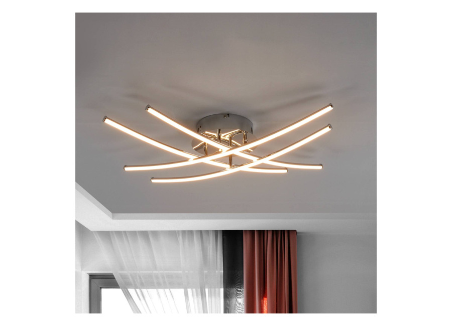Lindby Lámpara LED de techo Yael de Lindby, color cromo, metal, 67 cm de largo