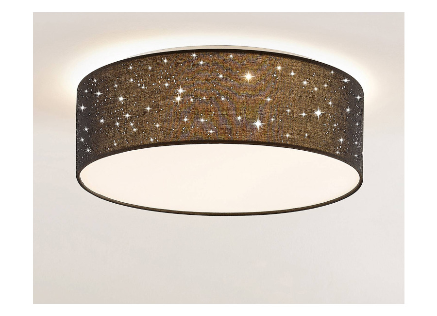 Lindby Lámpara LED de techo Ellamina de Lindby, 40 cm, negra, texti