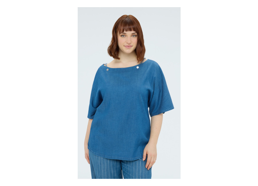 Fiorella Rubino Blusa con escote barco en tence