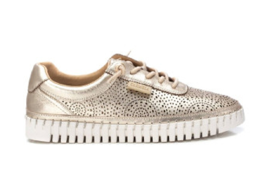 Carmela para mujer. 16232703-ORO Zapatillas de piel 162327 dorado (37), Plano, Cordones, Casua