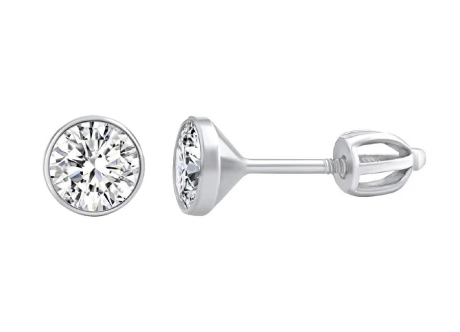 Silvego Pendientes de plata con zirconia de Swarovski de 6 mm SILVEGO70606w