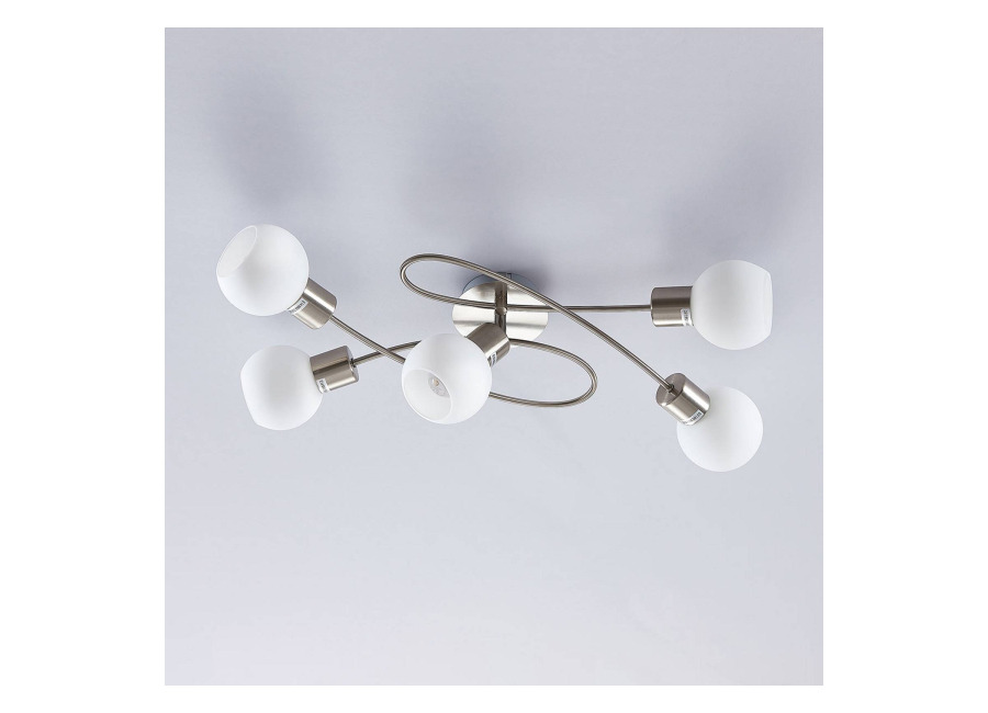 Lindby Lámpara de techo Lindby Elaina, 65 cm, 5 luces, níquel, cristal, E14