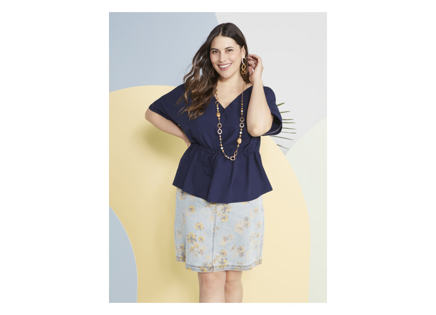 Fiorella Rubino Minifalda de denim con estampado flora