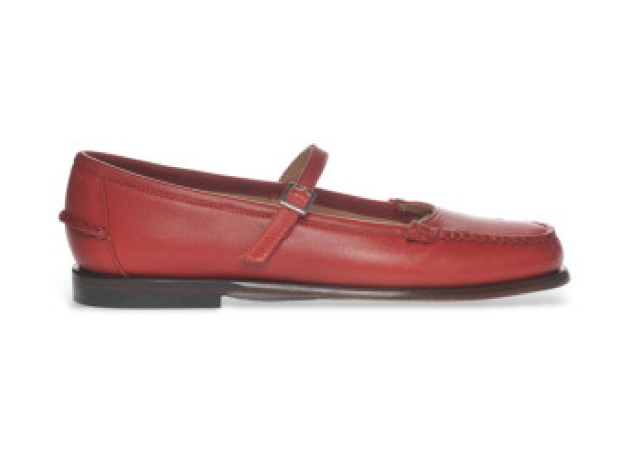 Zapatillas Sebago para mujer. 76113JW Bailarinas de Piel Pop rojo (39), Plano, Hebilla, Casual, Clásico