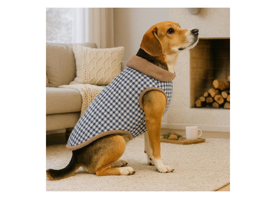 Outech Abrigo Estampado Vichy Azul para perro