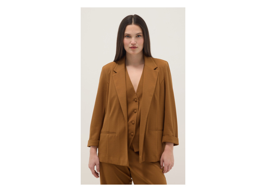Mya Blazer Marrón De Ajuste Regular, Mujer, Marrón claro, Talla: