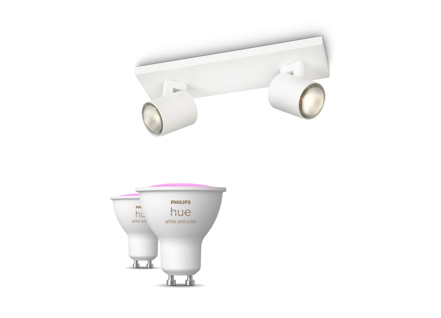 Philips Hue Philips Pack: X2 Focos Philips Runner (blanco) + 2 Bombillas Hue Gu10 Rgb