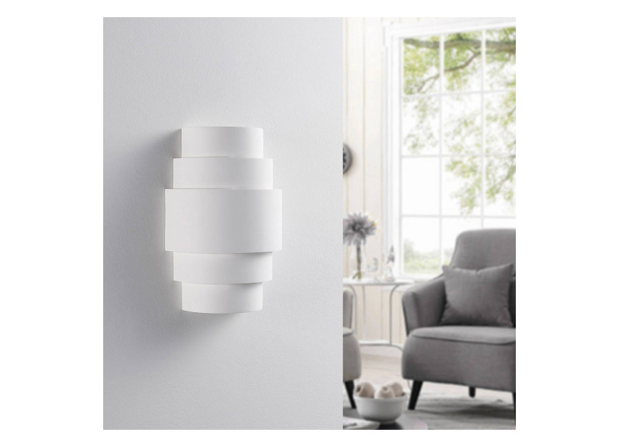 Lindby Aplique de pared Lindby Marit, altura 30 cm, blanco, escayola, E14