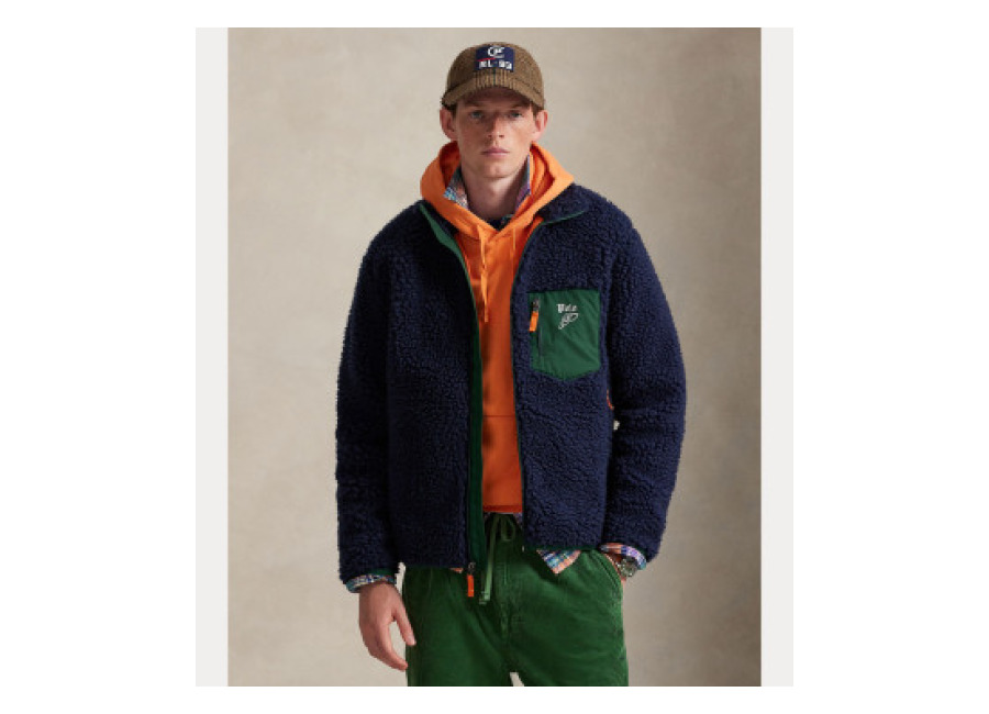 Polo Ralph Lauren para hombre. 710980869001 Chaqueta polar con logo marino (L), Casual, Poliéster Reciclado, Sostenible