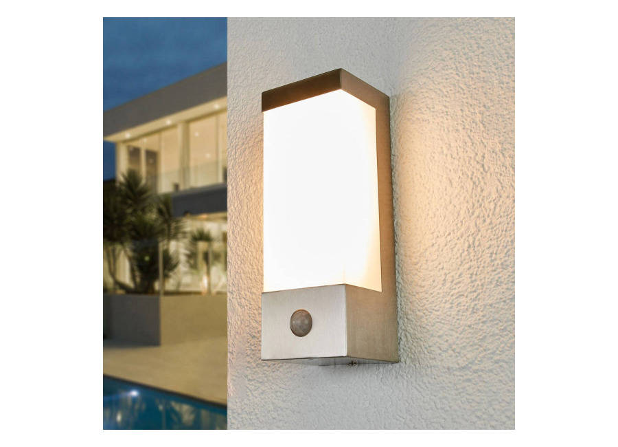 Lindby Aplique LED para exterior Severina de Lindby, 25 cm, sensor, acero