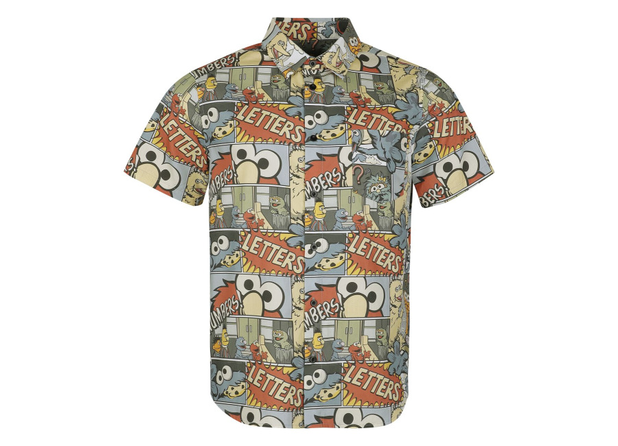 Barrio Sesamo Camisa manga Corta de Barrio Sesamo – Comic – Allover – S XL – para Hombre – multicolor