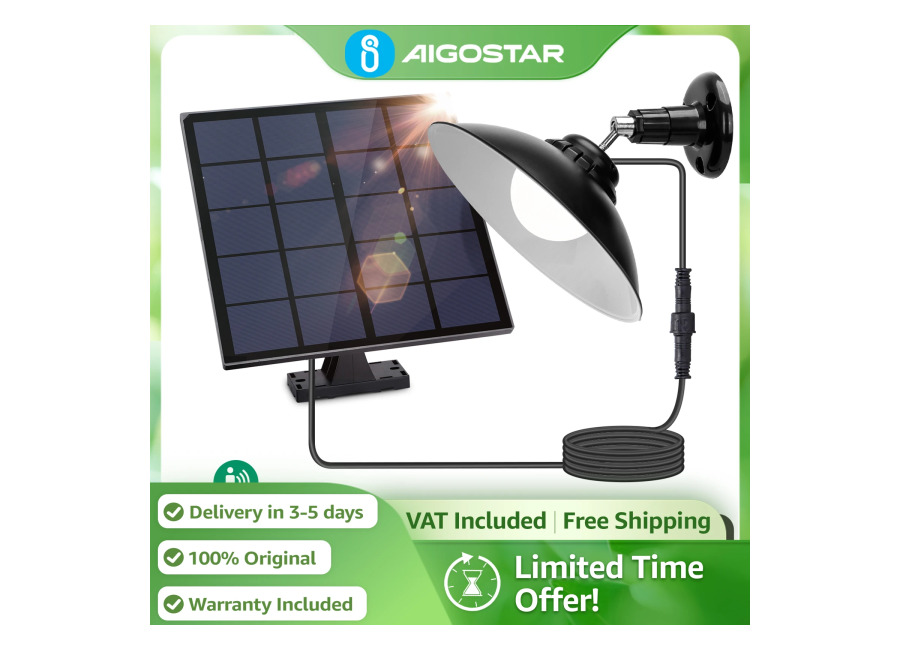 Aigostar Luz Solar 50W Sensor Movimiento | Control Remoto IP65 | Cable 3M Batería Grande