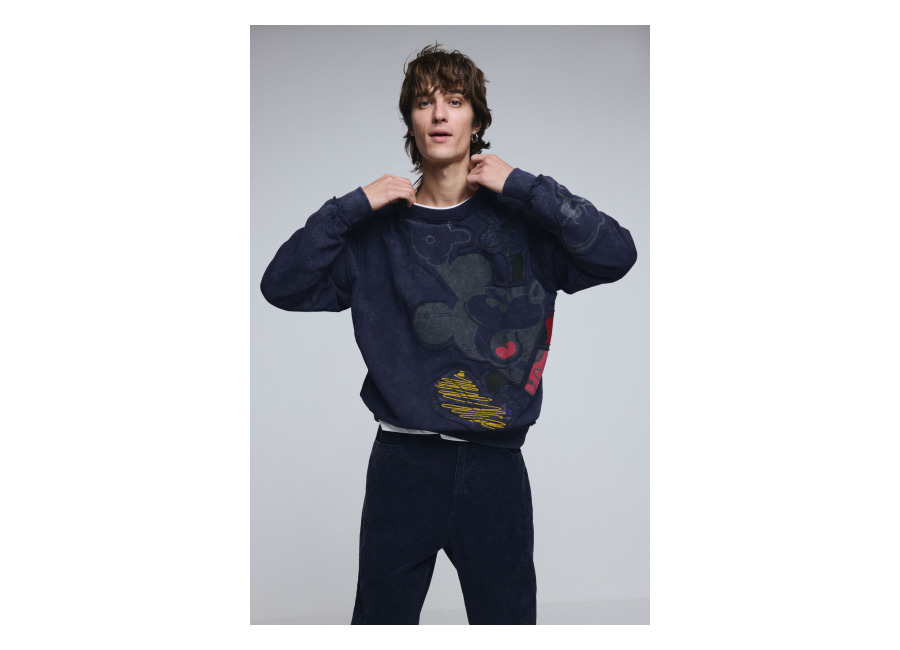 Desigual Sudadera Mickey mouse™ tie-dye, Hombre, Algodon, Azul