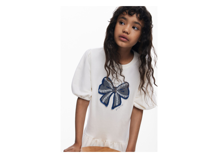 Desigual Vestido sudadera lazo, NiñOs, Algodon, Blanco, 3/4
