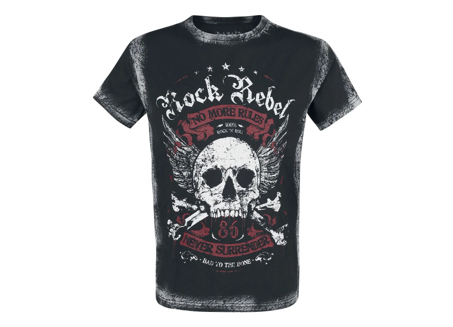 Rock Rebel by EMP Camiseta de Rock Rebel by EMP – Camiseta negra con estampado delantero y lavado – S 5XL – para Hombre – Negro