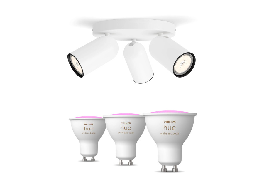 Philips Hue Philips Pack: X3 Focos Philips Pongee (blanco) + 3 Bombillas Hue Gu10 Rgb