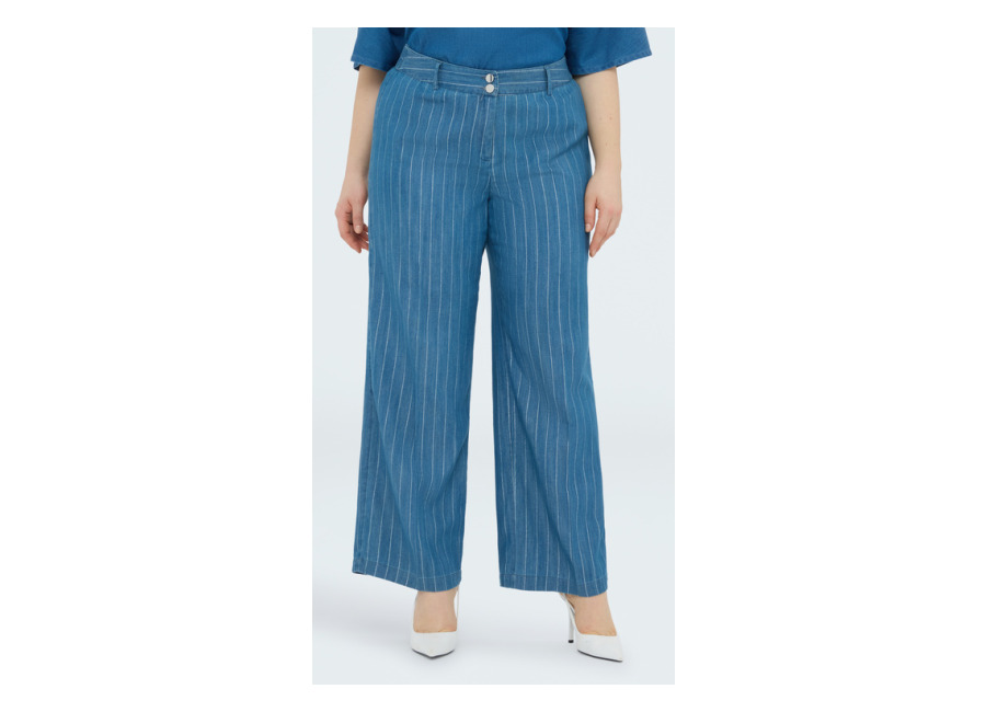 Fiorella Rubino Pantalones Wide Leg en tencel con raya diplomática en lurex