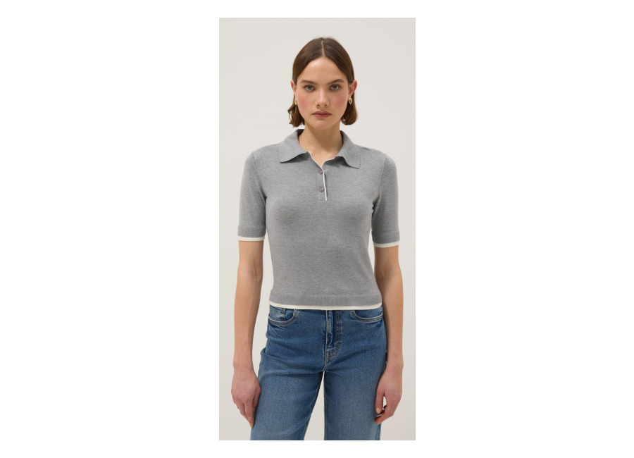 Ovs Polo Gris De Mezcla De Viscosa Ajuste Regular, Mujer, Gris claro, Talla: 36