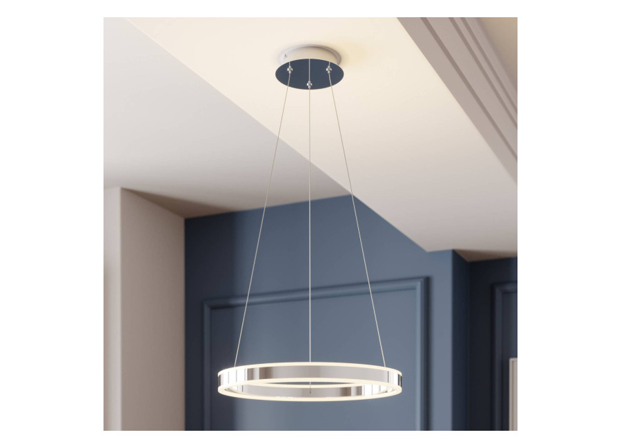 Lucande Lámpara colgante LED Lyani, Ø 50 cm, cromo, atenuable