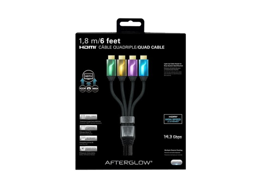Pdp Set de 4 Cables HDMI 6′ AfterGlow (Verde/Dorado/Lila/Azul)