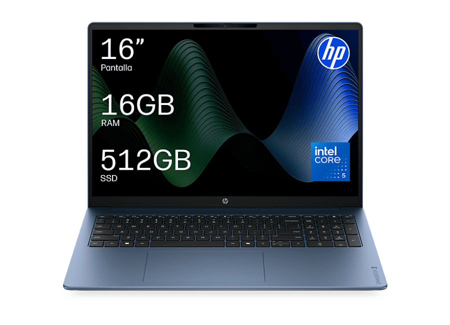 HP Portátil – HP OmniBook 3 Laptop 16-bu0025ns, 16″ DCI 2K, Intel® Core™ 5 120U, 16GB RAM, 512GB SSD, UHD Graphics, Sin sistema operativo, cargador