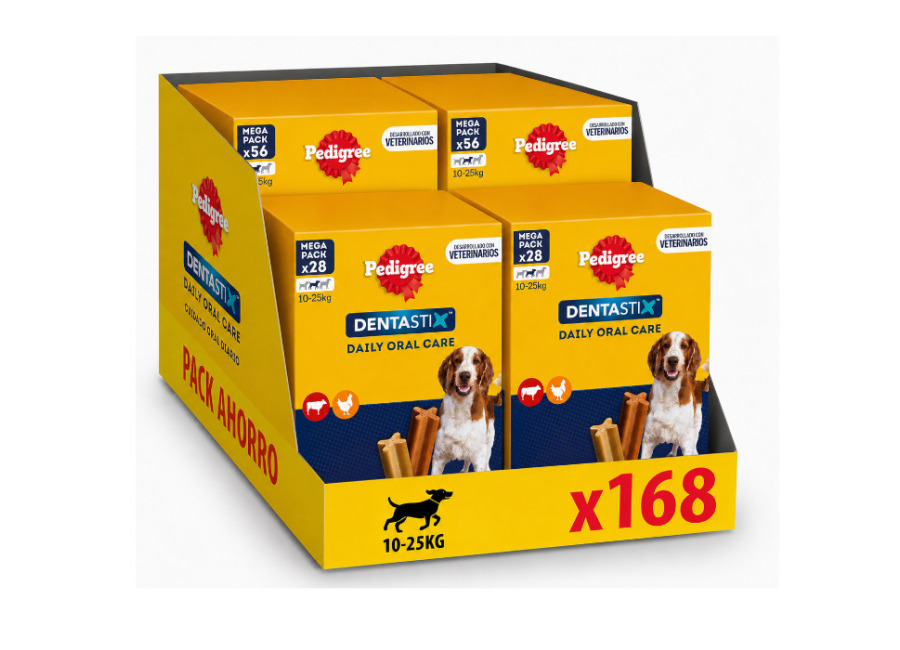 Pedigree 168 barritas Pedigree Dentastix Snacks Dentales para perros medianos ¡Pack ahorro!