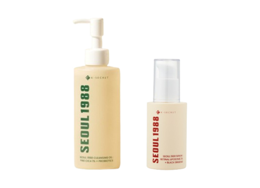 Ksecret SEOUL 1988 Serum : Retinal Liposome 2% + Black Ginseng – 30ml + Cleansing Oil : Pine Cica 1% + Probiotics – 200ml Set