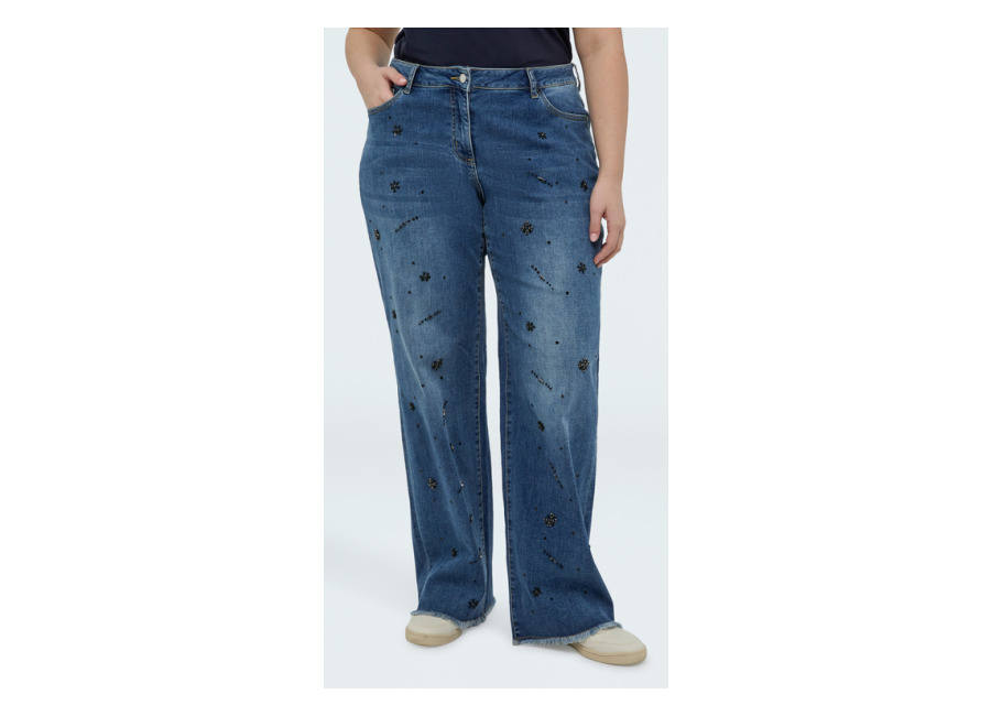 Fiorella Rubino Jeans Straight Leg con aplicaciones decorativa