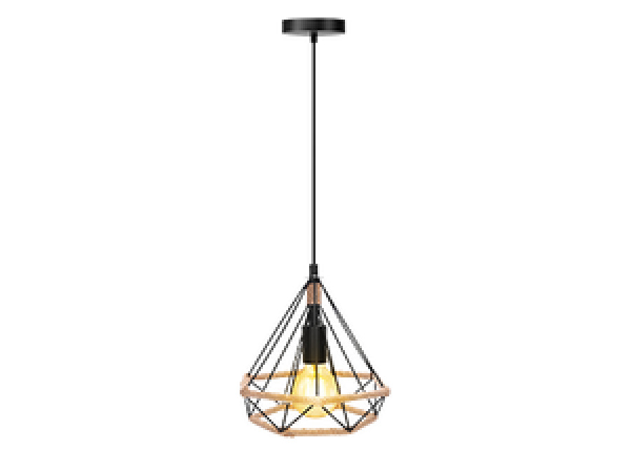 Aigostar Lámpara de techo vintage. Casquillo E27. Lámpara diseño industrial de acero negro y cuerda beige. Estilo retro para decorar el salón, pasillo, dormitorio, despacho, comedor, cafeterías etc