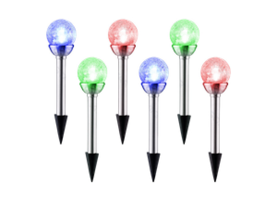 Aigostar Luces solares Jardín 6 Pack, RGB Lámpara LED Luz solar exterior. IP44 Acero Inoxidable Luces solares para exterior jardin, Para Patio Césped Pasillo Terraza Sin Cables, L80*W80*H358mm