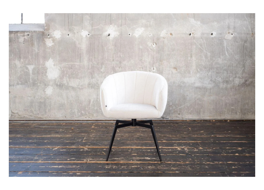 Kawola Silla de comedor KAWOLA LIMA silla giratoria de tela blanca crema