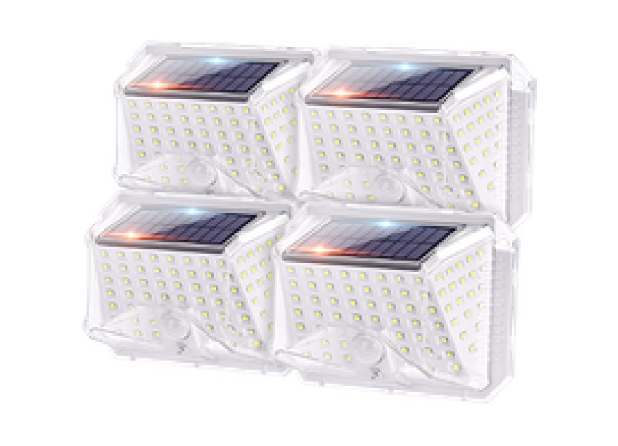 Luz Solar Exterior,Luces LED Solares Exteriores【4 Pack / 3 Modos】con Sensor de Movimiento,270º Impermeable IP65 para Jardín Camino Entrada Garaje Patio